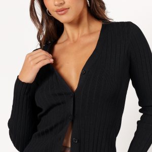 Seraphine Knit Cardigan Top - Black