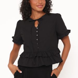 Sorcha Peplum Top - Black