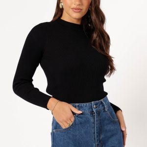 Tammy Ribbed Knit Top - Black