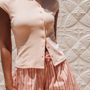 Tatum Asymmetrical Knit Top - Coral