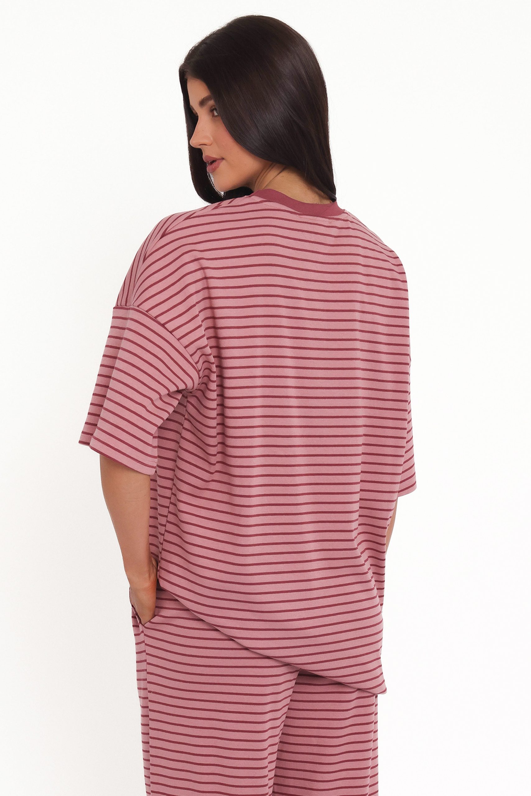 Wilda Oversized Tee - Pink Red Stripe - Image 5