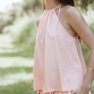 Wren Halter Tie Top - Pink