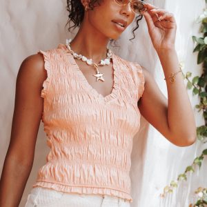 Xenia Smocked Top - Peach