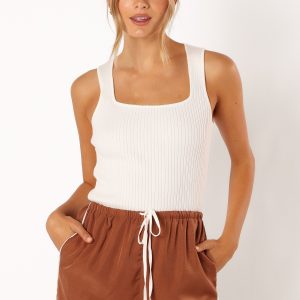 Yara Rib Knit Top - White