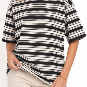 Zestora Tee - Black Ivory Stripe