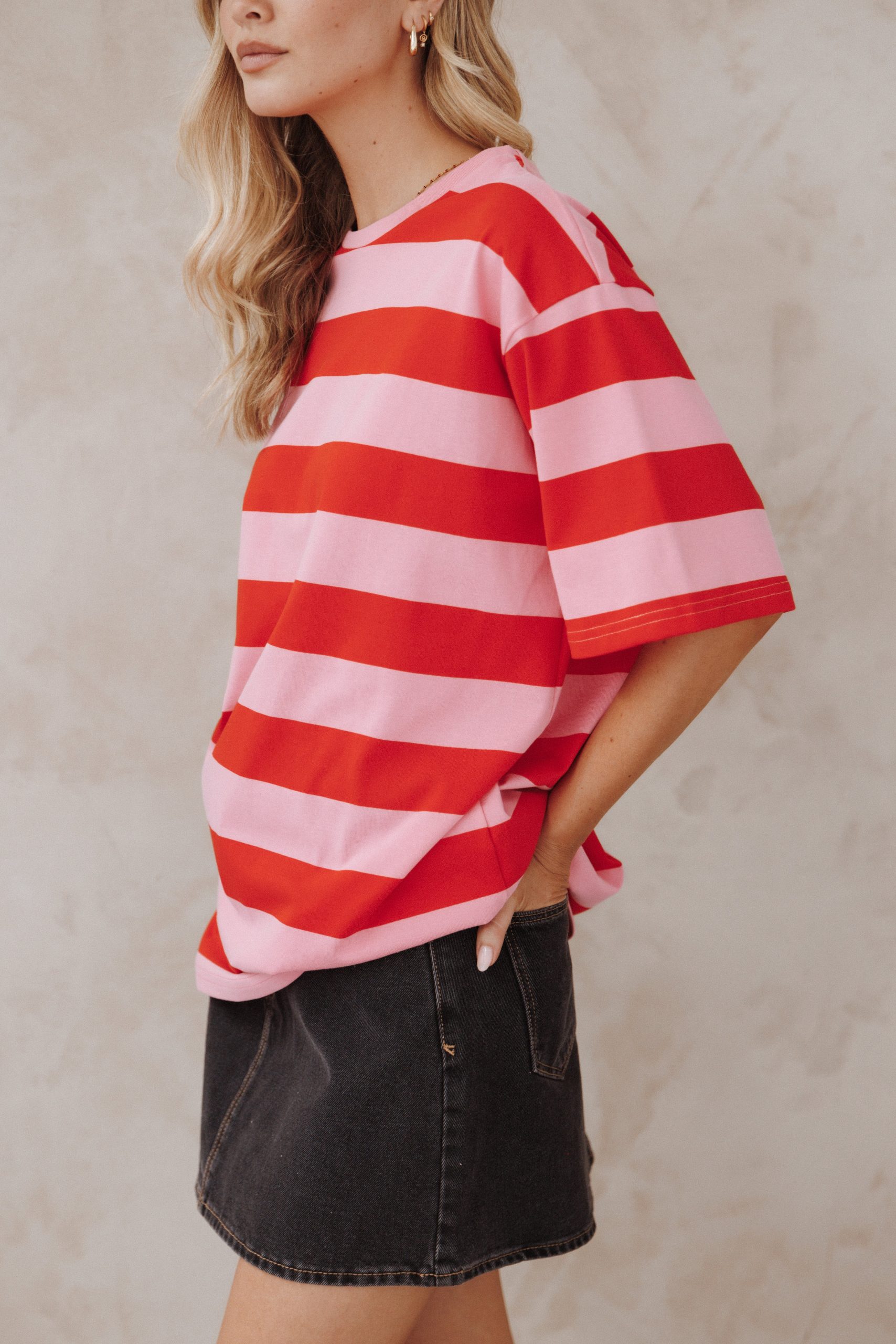 Zestora Tee - Red Pink Stripe - Image 8