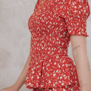 Zoella Peplum Top - Red Floral
