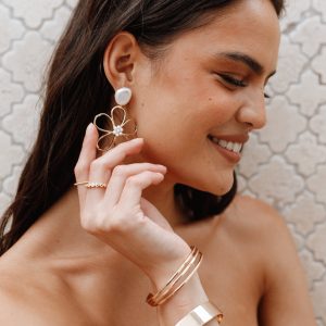 Adeline Flower Earrings - Gold/Pearl