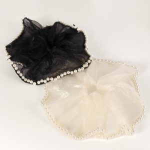 Astoria Pearl Hair Tie - Black Cream