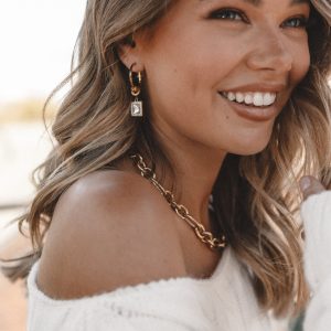Audrey Charm Hoop Earrings - Gold