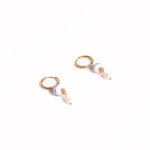 Bree Earrings - Blue/Pearl