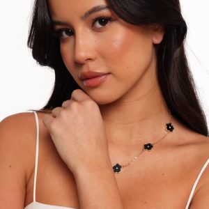 Dorothea Flower Necklace/Bracelet Set - Gold