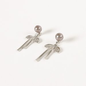Elena Bow Earrings - Silver