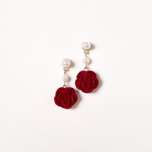 Gema Rose Earrings - Gold Red