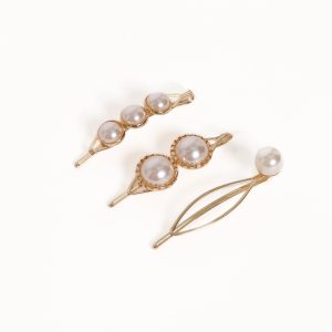 Henrietta Hair Clip Set - Gold/Pearl