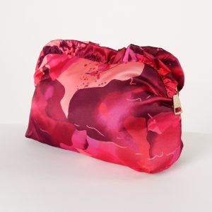 Large Satin Floral Ruffle Pouch - Floral
