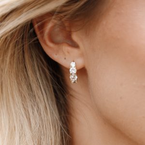 Solstice Stone Hoop Earrings - Gold
