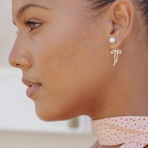 Stella Bow Earrings - Gold/Pearl