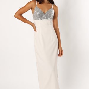 Kylie Slip Dress - White Silver
