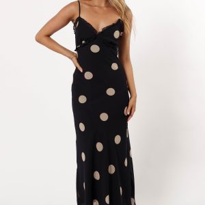 Ollie Midi Polka Dot Dress - Black/Cream