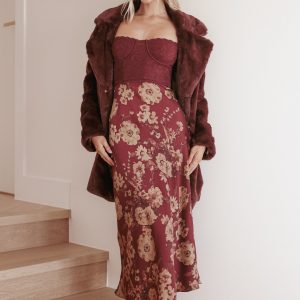 Shakira Midi Dress - Bronzed Merlot