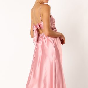 Teagan Bow Back Midi Dress - Soft Pink