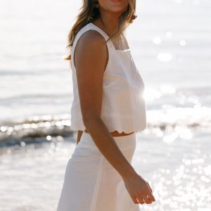Wendie Scalloped Top - Cloud White